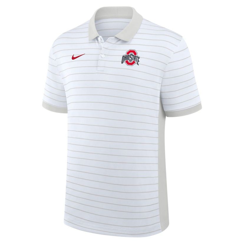 NCAA Nike Ohio State Buckeyes 2025 Early Season Coaches Sideline Victory Stripe Dri-FIT Polo