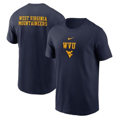 Men's NCAA Nike West Virginia Mountaineers 2-Hit Stacked T-Shirt, Navy Blue, Medium