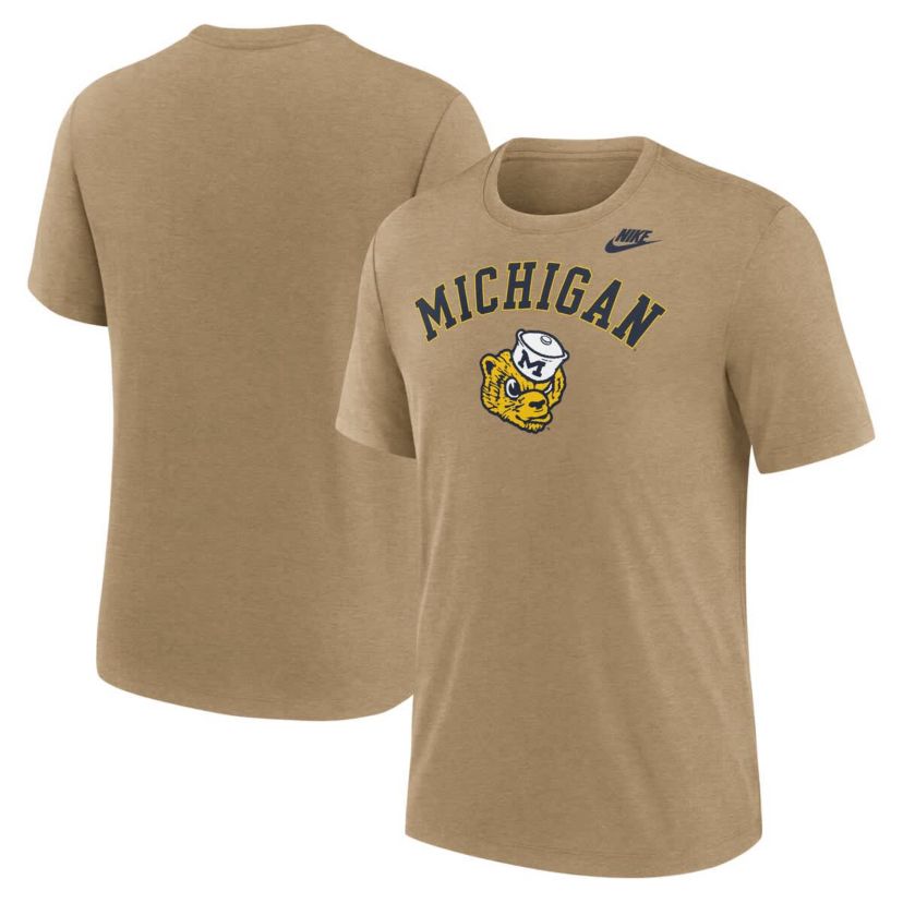 NCAA Nike Light Michigan Wolverines Legacy Arch Tri-Blend T-Shirt