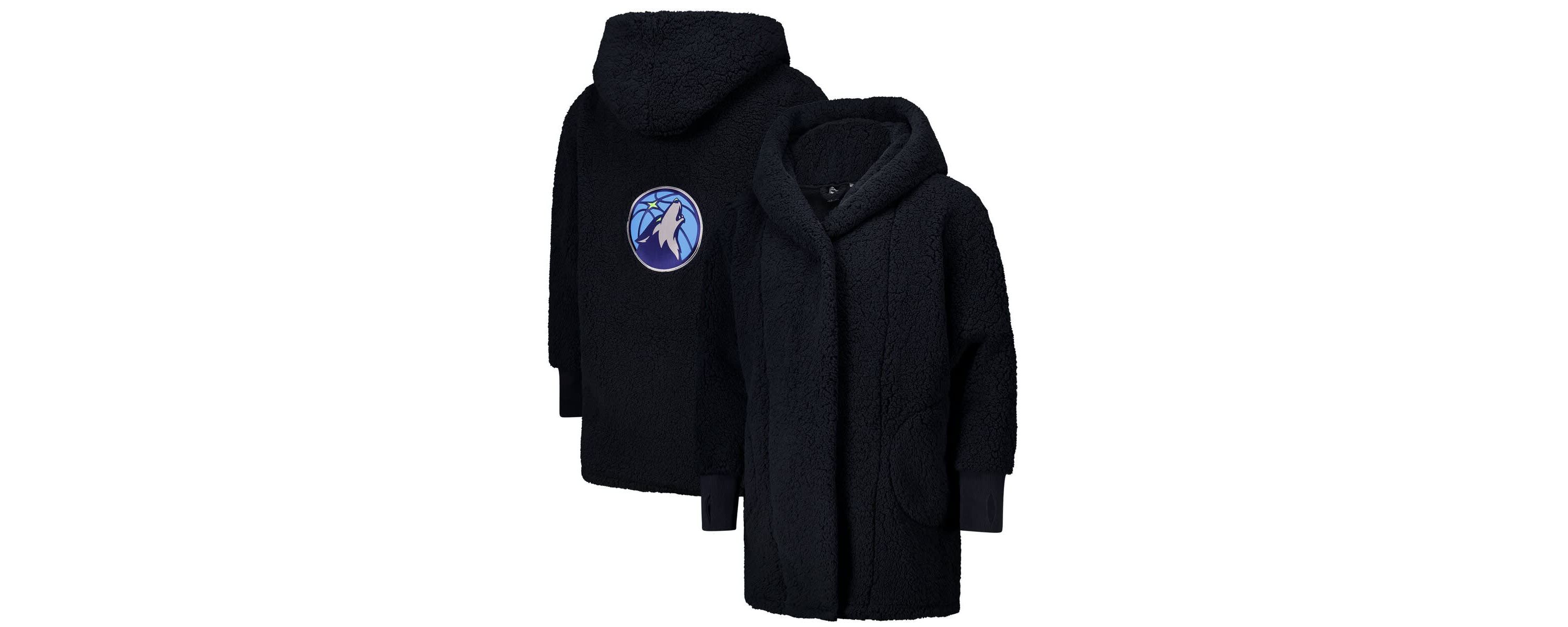 NBA Unisex The Best Lounger in the World By Jill Martin Minnesota Timberwolves Oversized Open-Front Hoodie Sweater