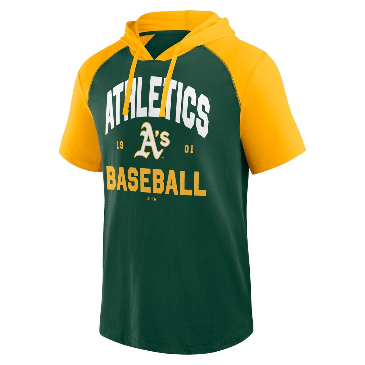 Oakland Athletics MLB Logo Athletic Athletics Prime Raglan Short Sleeve Hoodie T-Shirt