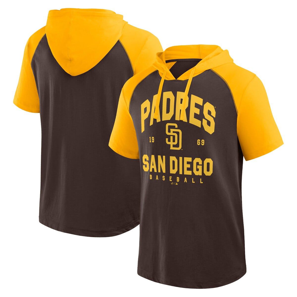 MLB Logo Athletic San Diego Padres Prime Raglan Short Sleeve Hoodie T-Shirt