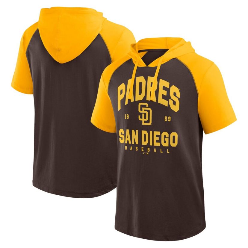 MLB Logo Athletic San Diego Padres Prime Raglan Short Sleeve Hoodie T-Shirt