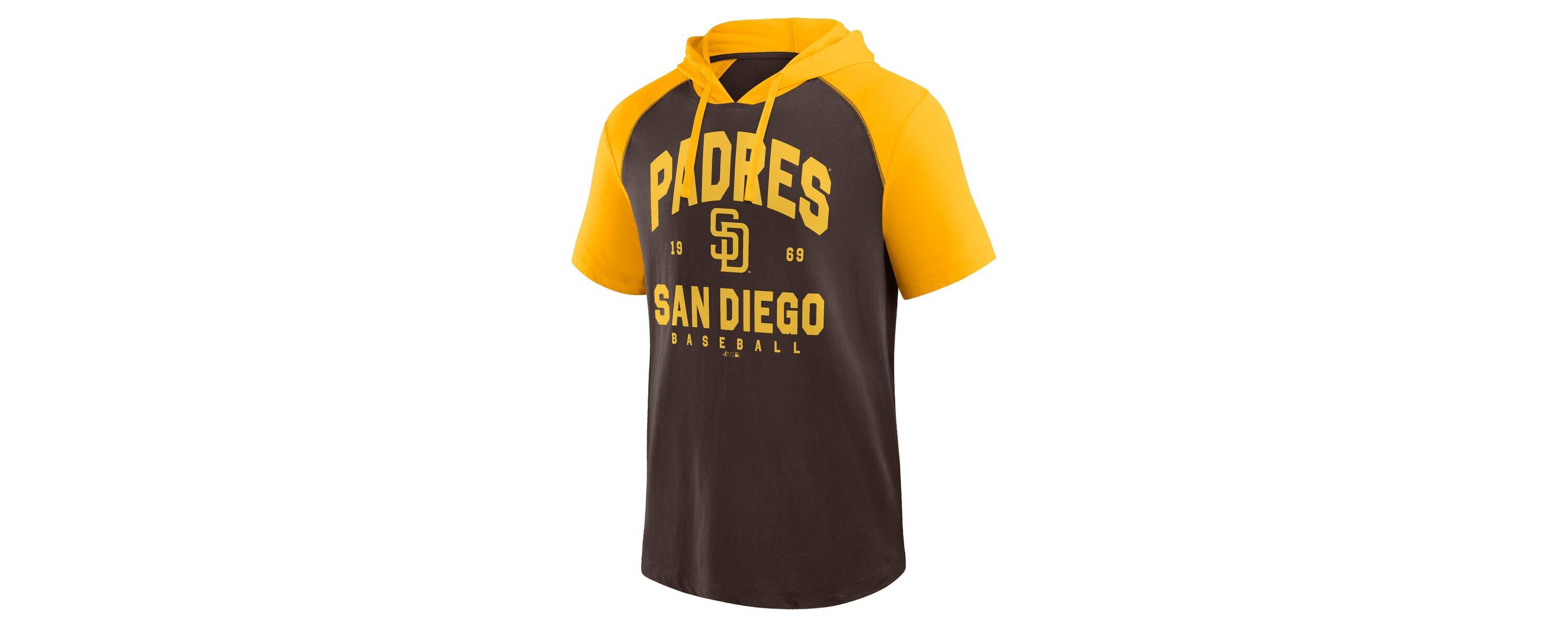MLB Logo Athletic San Diego Padres Prime Raglan Short Sleeve Hoodie T-Shirt