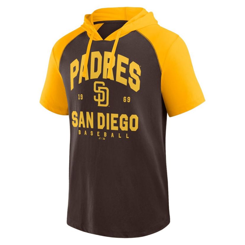 MLB Logo Athletic San Diego Padres Prime Raglan Short Sleeve Hoodie T-Shirt