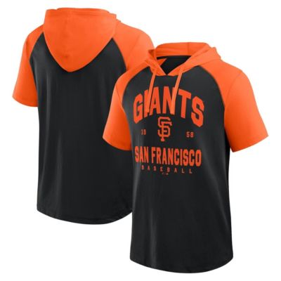 Men's MLB Logo Athletic San Francisco Giants Prime Raglan Short Sleeve Hoodie T-Shirt, Black, Small
