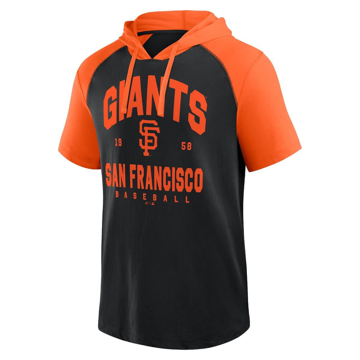 MLB Logo Athletic San Francisco Giants Prime Raglan Short Sleeve Hoodie T-Shirt