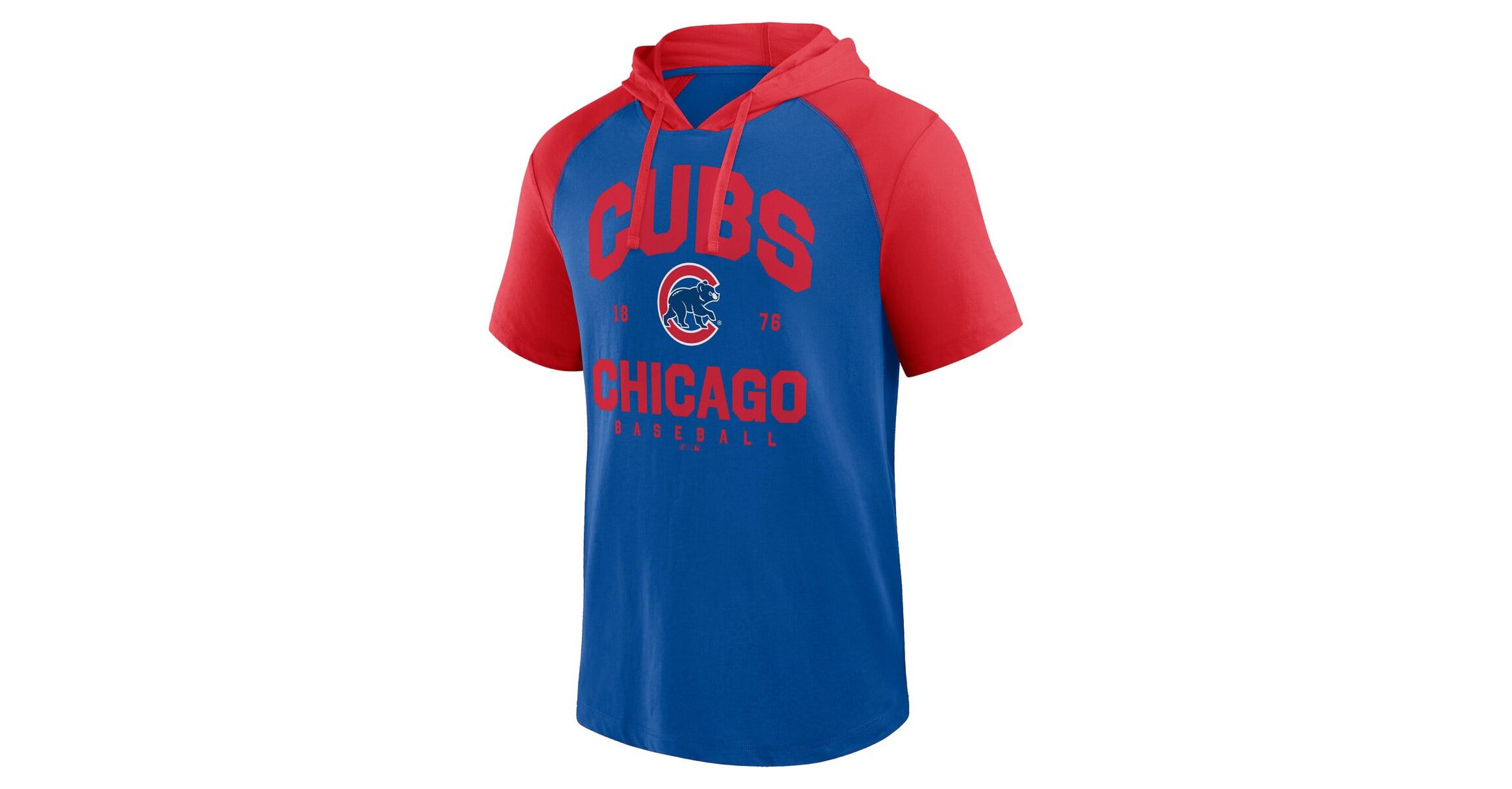 MLB Logo Athletic Chicago Cubs Prime Raglan Short Sleeve Hoodie T-Shirt