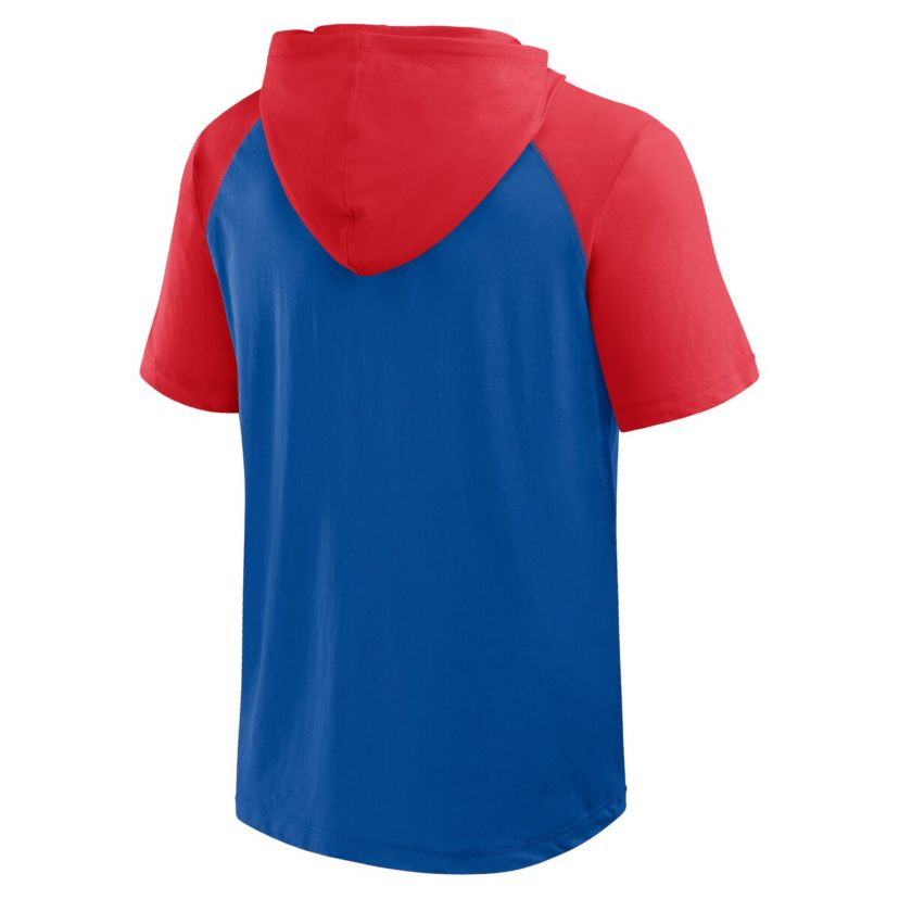 MLB Logo Athletic Chicago Cubs Prime Raglan Short Sleeve Hoodie T-Shirt
