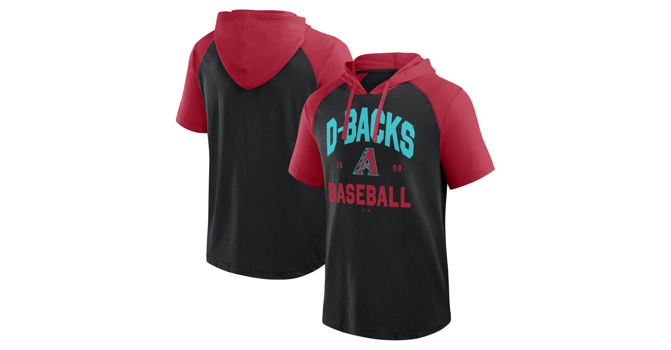 MLB Logo Athletic Arizona Diamondbacks Prime Raglan Short Sleeve Hoodie T-Shirt