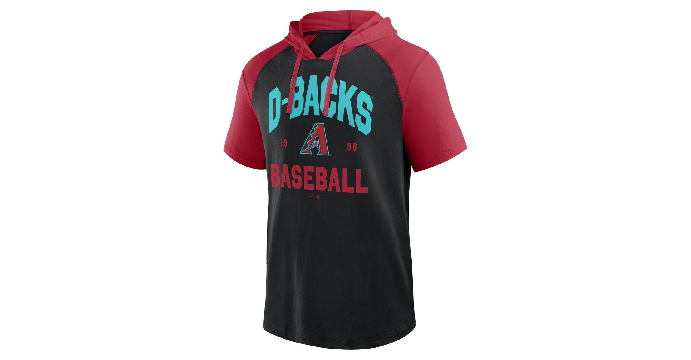 MLB Logo Athletic Arizona Diamondbacks Prime Raglan Short Sleeve Hoodie T-Shirt