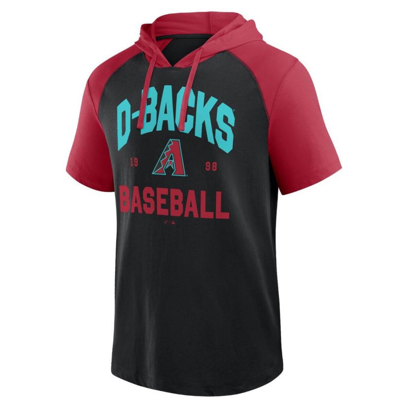 MLB Logo Athletic Arizona Diamondbacks Prime Raglan Short Sleeve Hoodie T-Shirt
