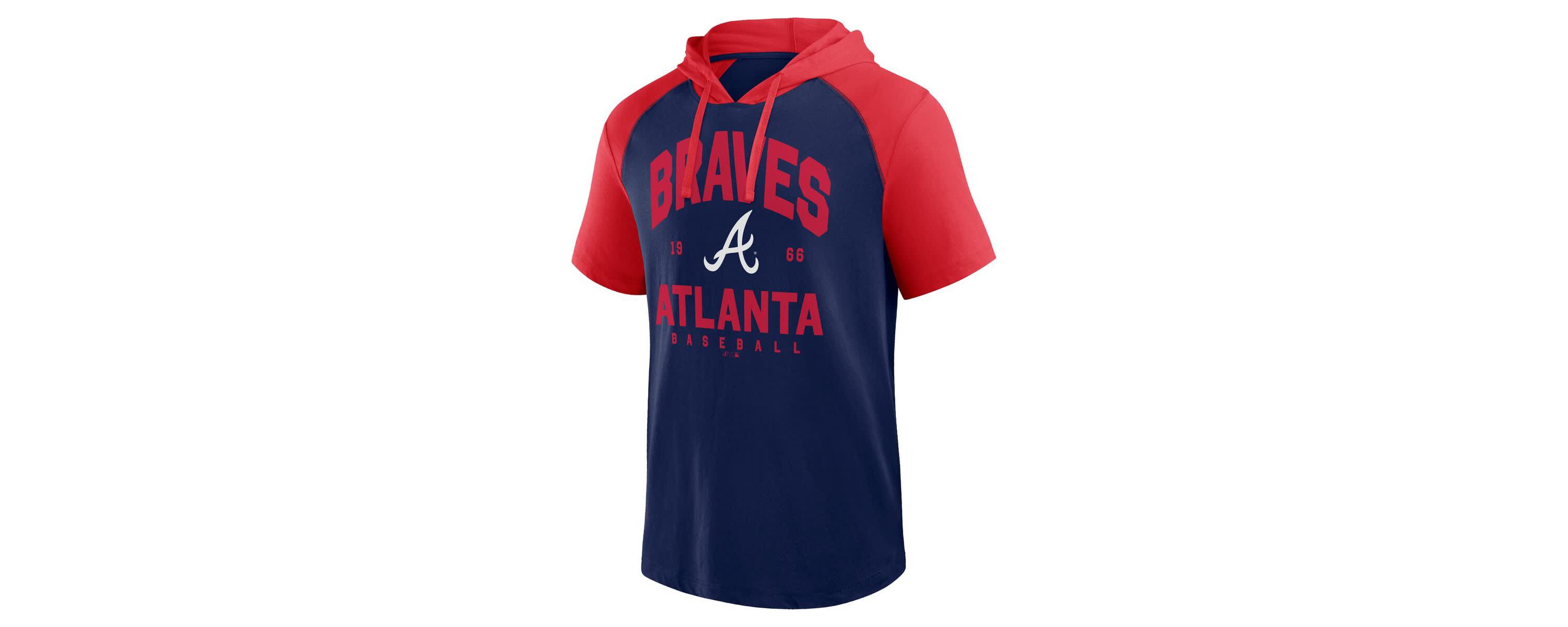 MLB Logo Athletic Atlanta Braves Prime Raglan Short Sleeve Hoodie T-Shirt