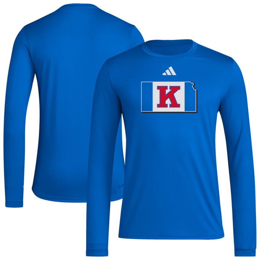 NCAA Kansas Jayhawks Basketball State Outline Pre-Game Long Sleeve T-Shirt