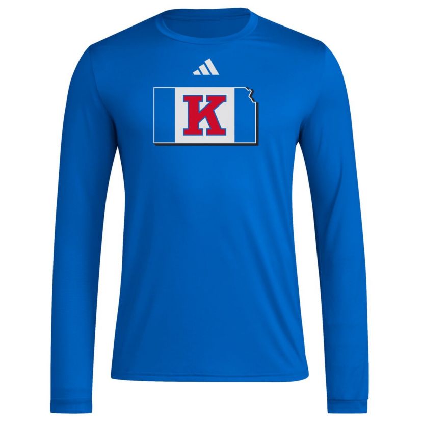 NCAA Kansas Jayhawks Basketball State Outline Pre-Game Long Sleeve T-Shirt