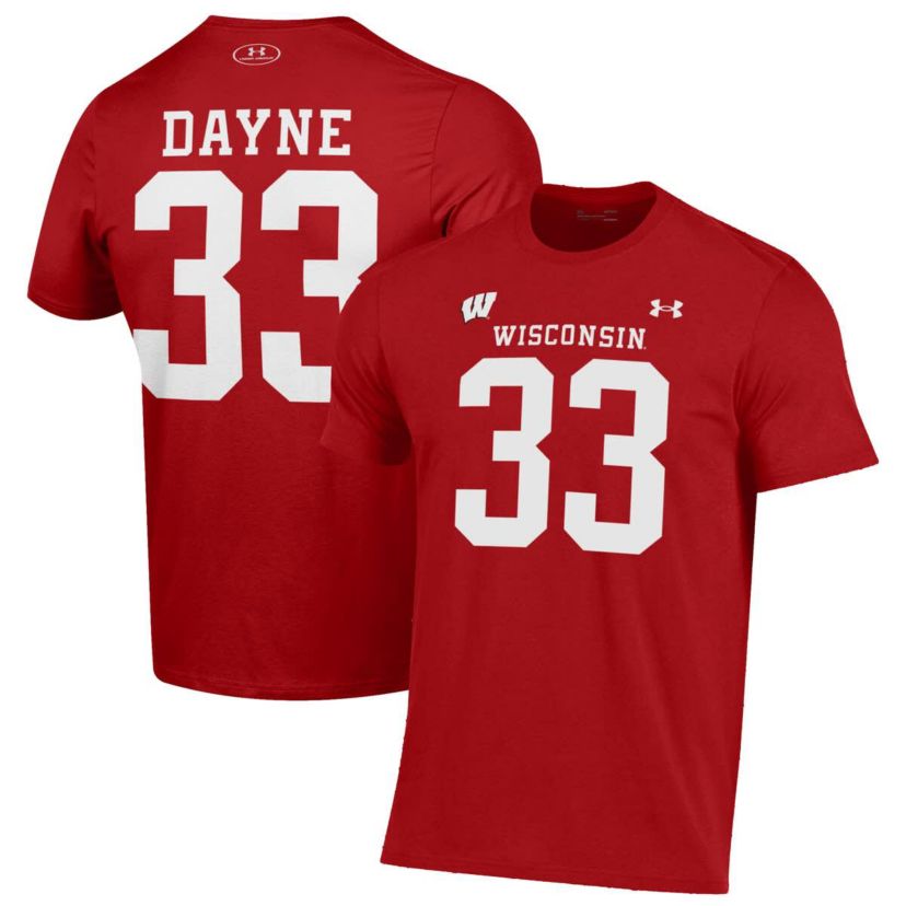 NCAA Under Armour Ron Dayne Wisconsin Badgers Name & Number T-Shirt