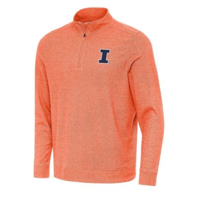 Antigua Men's NCAA Illinois Fighting Illini Subtle Quarter-Zip Sweatshirt, Orange, 3XL