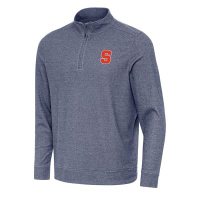 Antigua Men's Syracuse Orange NCAA Syracuse Subtle Quarter-Zip Sweatshirt, Navy Blue, 2XL