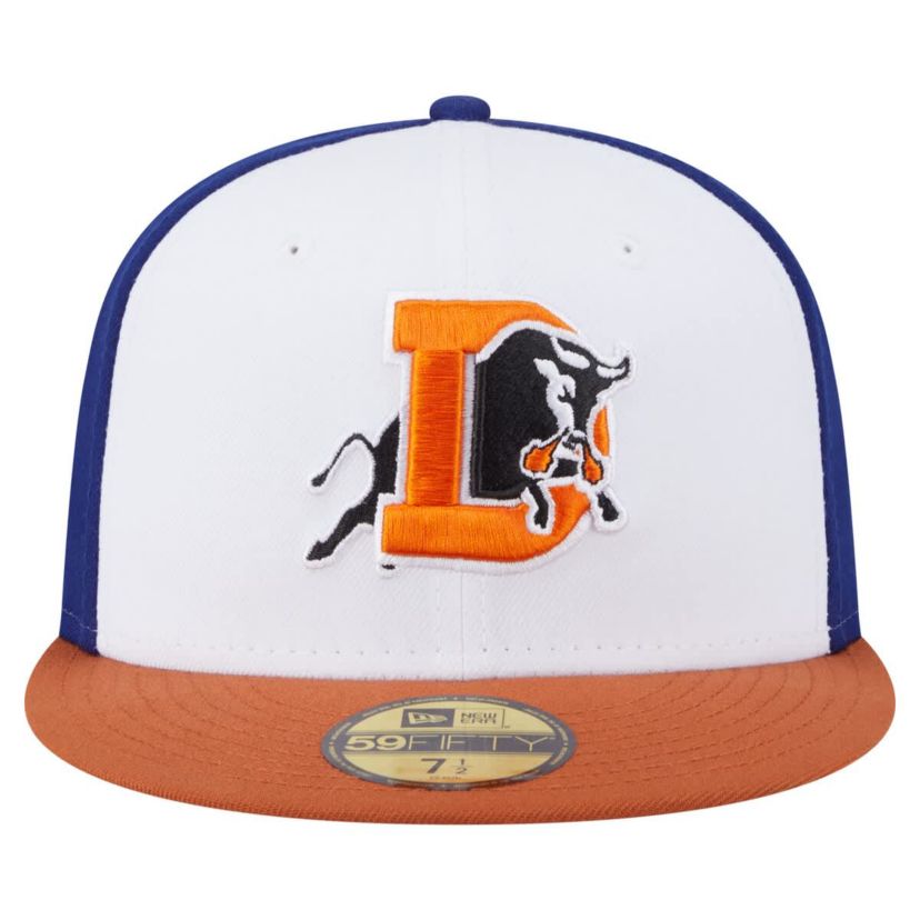 MiLB White/Orange Durham Bulls Authentic Collection 59FIFTY Fitted Hat