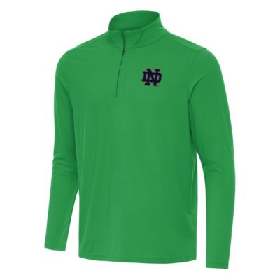 Antigua Men's NCAA Kelly Notre Dame Fighting Irish Intent Quarter-Zip Top, Green, 3XL