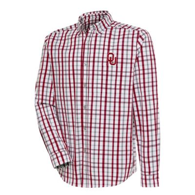Antigua Men's NCAA Oklahoma Sooners Tending Button-Down Long Sleeve Shirt, Crimson, Medium
