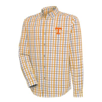 Antigua Men's NCAA Tennessee Tennessee Volunteers Tending 2 Button-Down Long Sleeve Shirt, Orange, Small