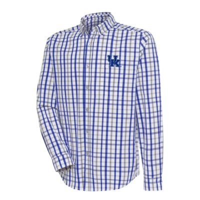 Antigua Men's NCAA Kentucky Wildcats Tending 2 Button-Down Long Sleeve Shirt, Small
