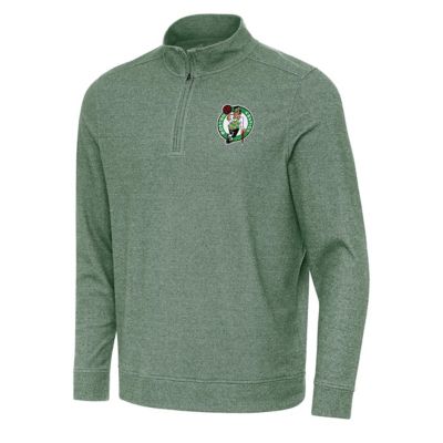 Antigua Men's NBA Hunter Boston Celtics Subtle Quarter-Zip Sweatshirt, Green, 3XL