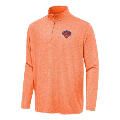 Antigua Men's NBA New York Knicks Hunk Quarter-Zip Top, Orange, 3XL