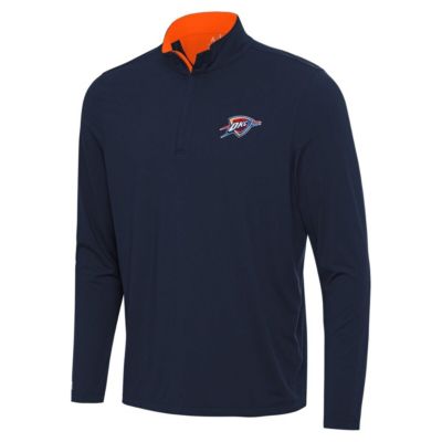 Antigua Men's NBA Oklahoma City Thunder Content Quarter-Zip Top, Navy Blue, 2XL