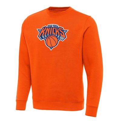 Antigua Men's NBA New York Knicks Victory Crewneck Pullover Sweatshirt, Orange, 3XL