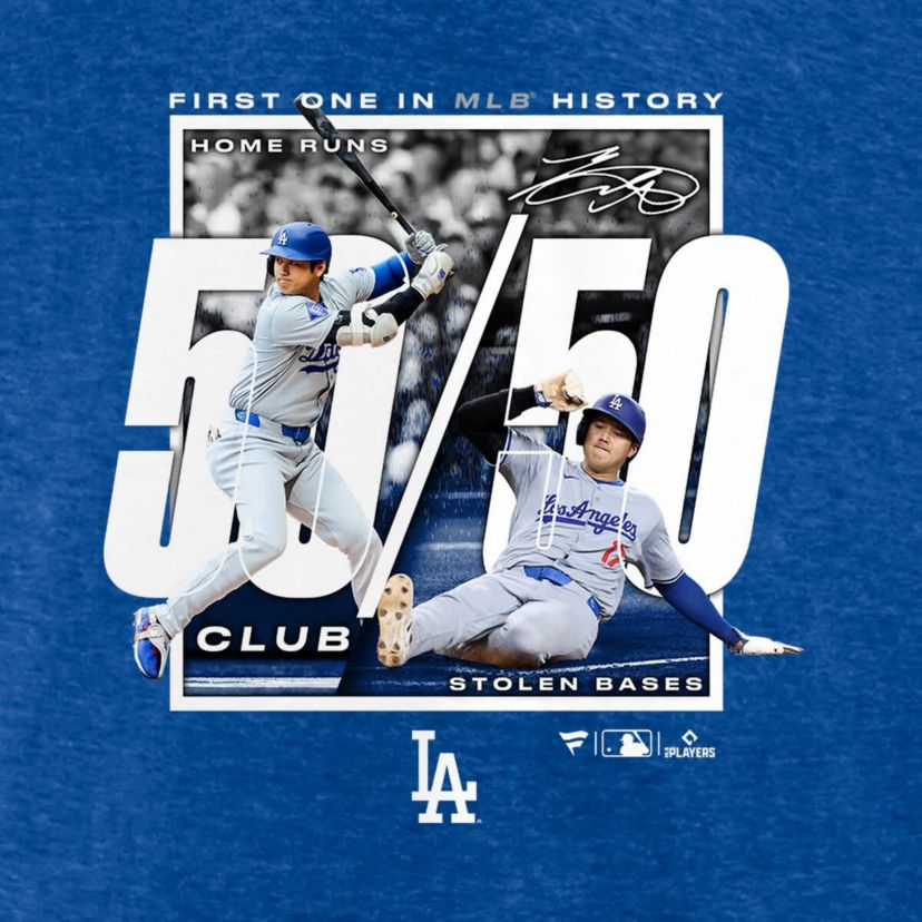 MLB Fanatics Shohei Ohtani Los Angeles Dodgers 50/50 Club T-Shirt