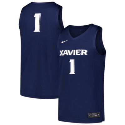 Men's NCAA Nike #1 Xavier Musketeers Replica Basketball Jersey, Navy Blue, Large