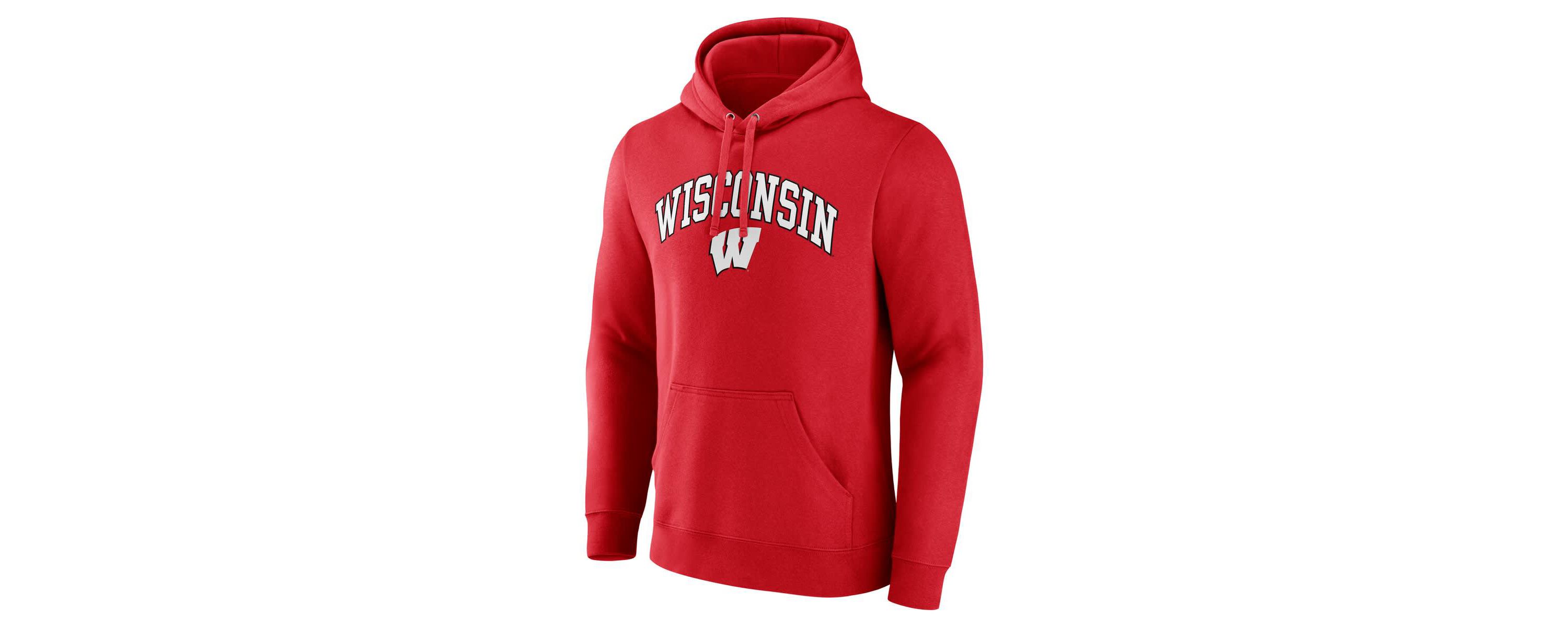 NCAA Fanatics Wisconsin Badgers Classic Arched Applique Fleece Pullover Hoodie