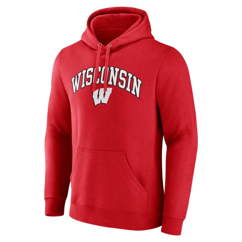 NCAA Fanatics Wisconsin Badgers Classic Arched Applique Fleece Pullover Hoodie