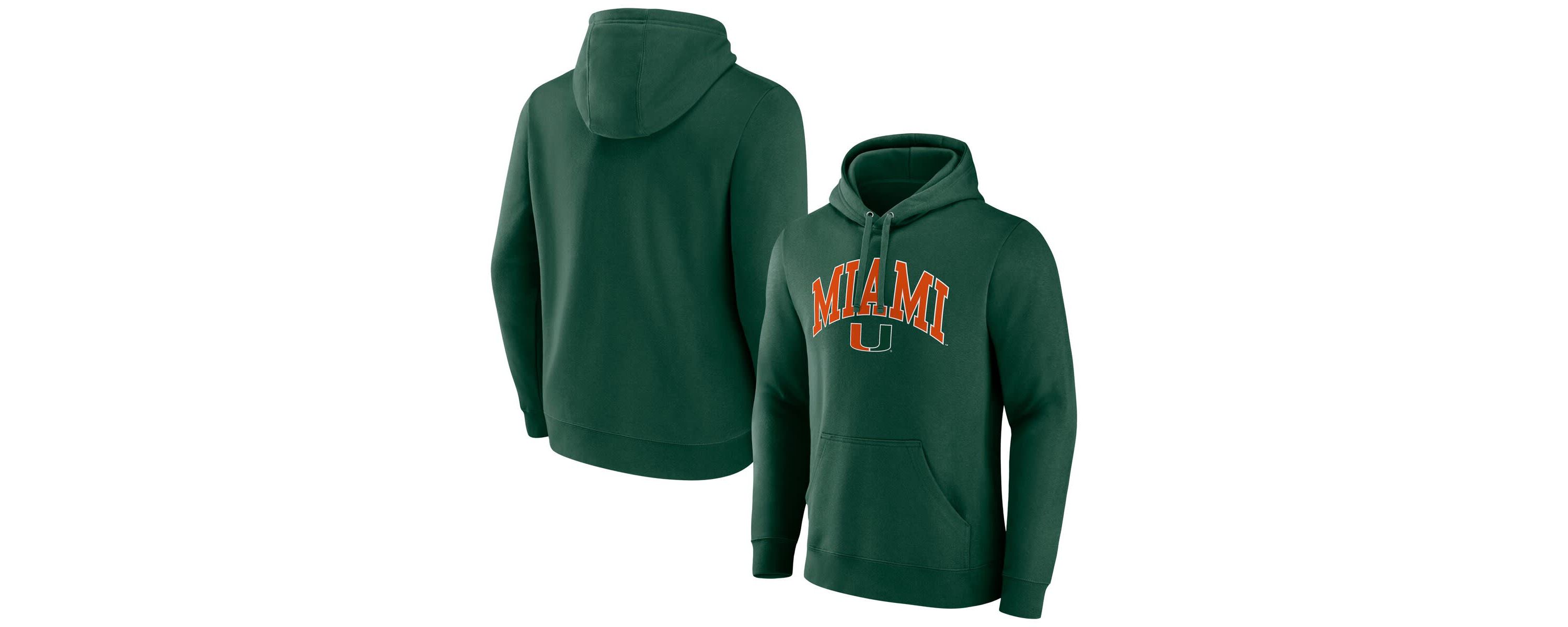 Miami (FL) Hurricanes NCAA Fanatics Miami Hurricanes Classic Arched Applique Fleece Pullover Hoodie