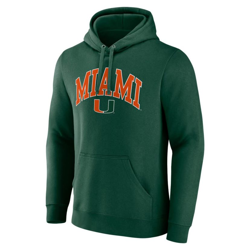 Miami (FL) Hurricanes NCAA Fanatics Miami Hurricanes Classic Arched Applique Fleece Pullover Hoodie