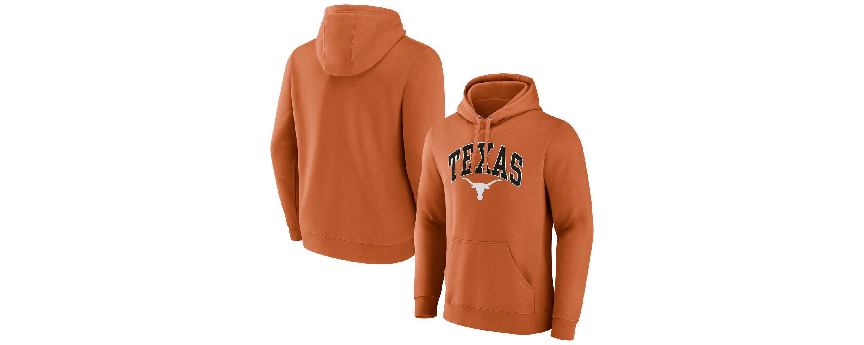 NCAA Fanatics Burnt Texas Longhorns Classic Arched Applique Fleece Pullover Hoodie