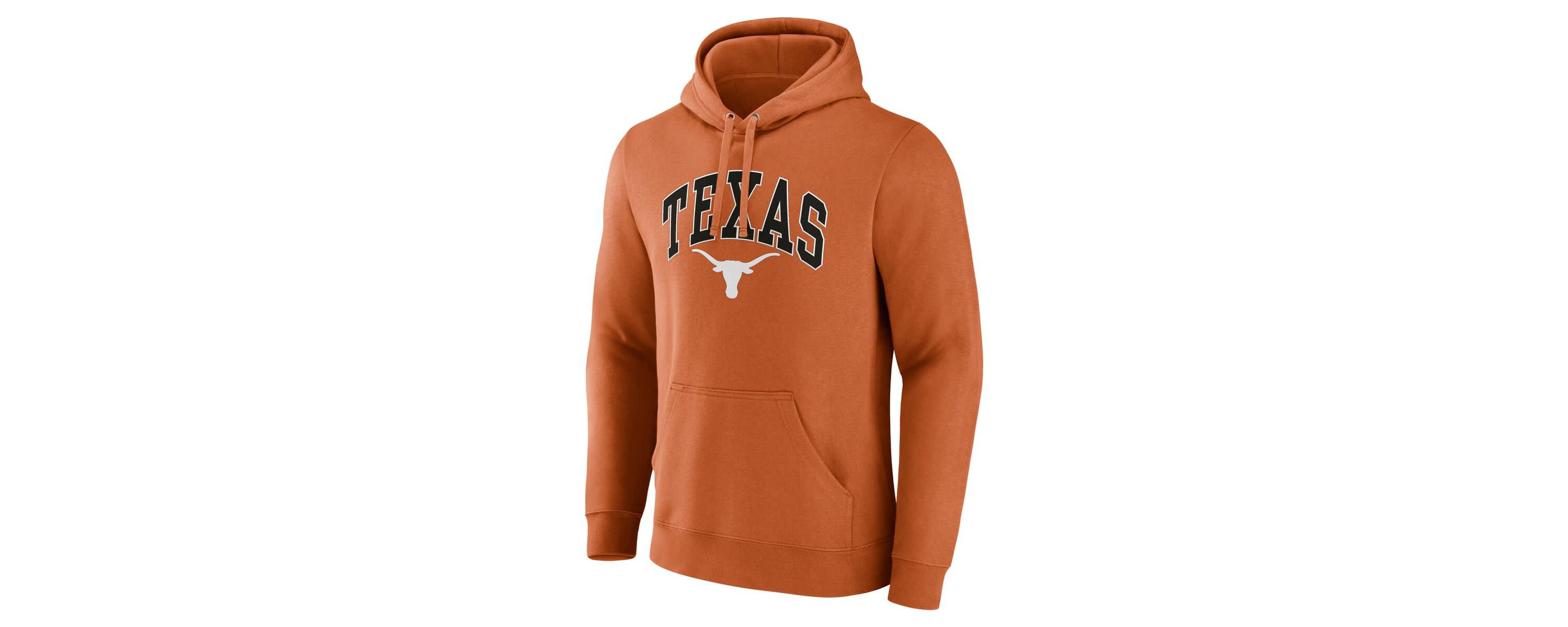 NCAA Fanatics Burnt Texas Longhorns Classic Arched Applique Fleece Pullover Hoodie