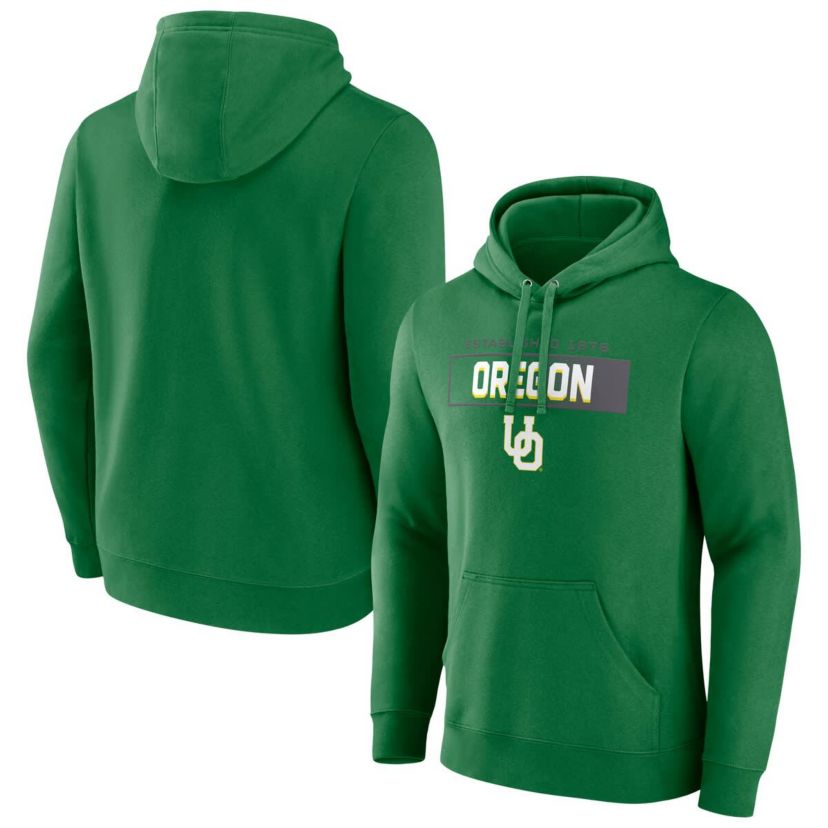 NCAA Fanatics Oregon Ducks Iconic Fleece Down The Field Pullover Hoodie