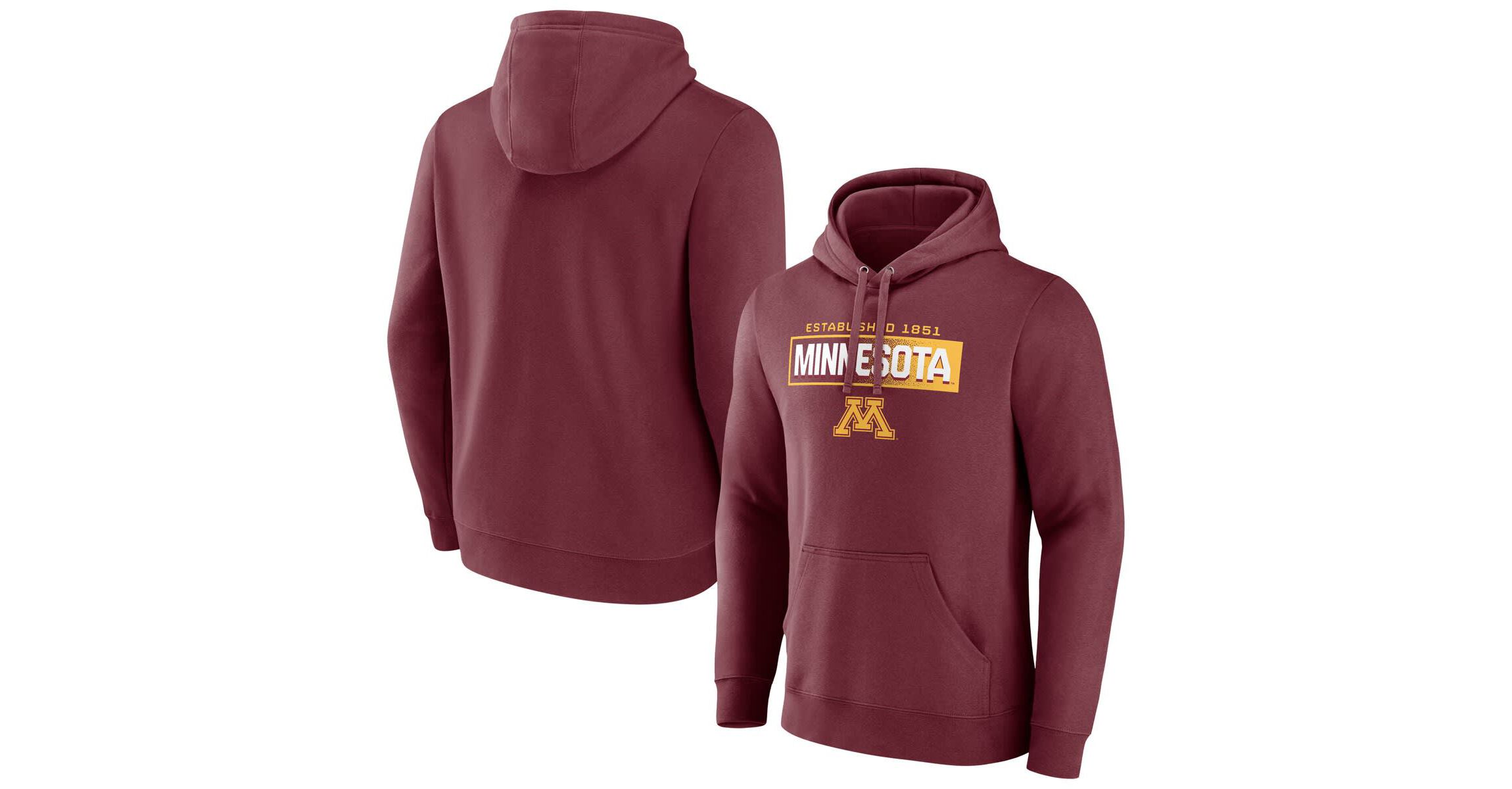 NCAA Fanatics Minnesota Golden Gophers Iconic Fleece Down The Field Pullover Hoodie