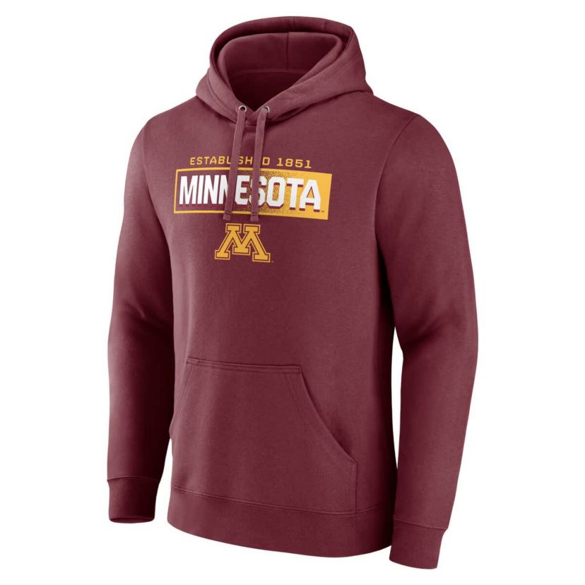 NCAA Fanatics Minnesota Golden Gophers Iconic Fleece Down The Field Pullover Hoodie
