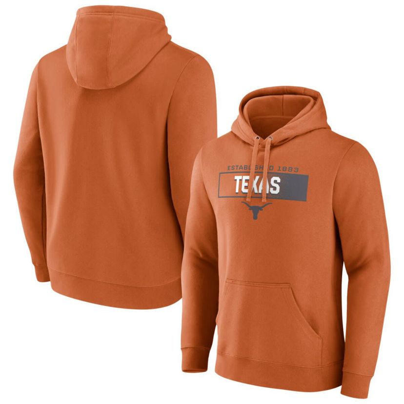 NCAA Fanatics Texas Texas Longhorns Iconic Fleece Down The Field Pullover Hoodie