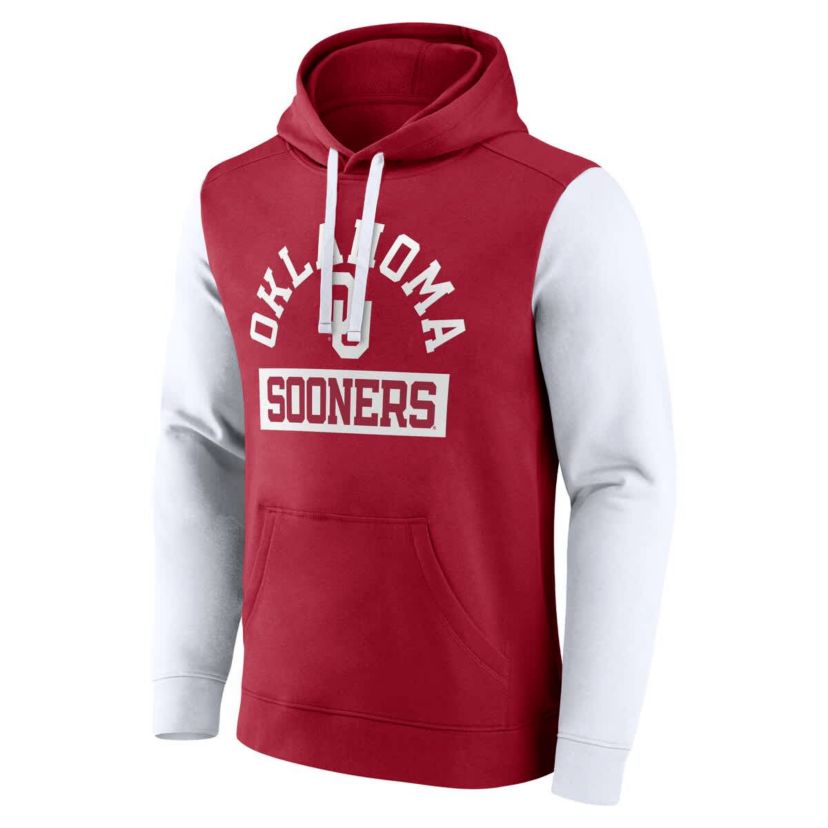 NCAA Fanatics Oklahoma Sooners Extra Point Color-Block Pullover Hoodie