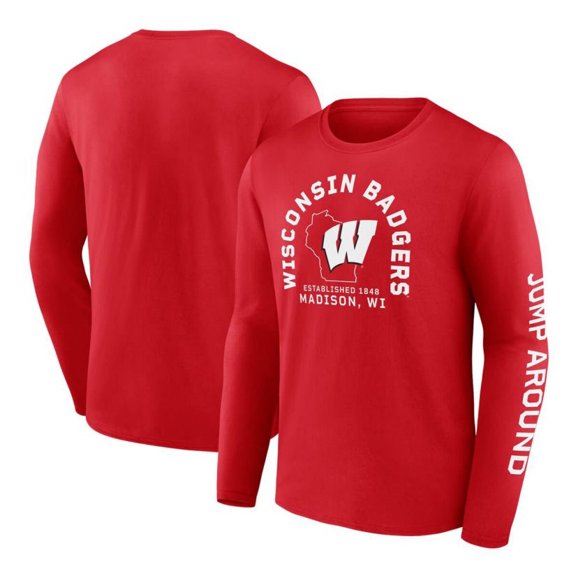 NCAA Fanatics Wisconsin Badgers Fundamentals Cotton Winning Team Long Sleeve T-Shirt