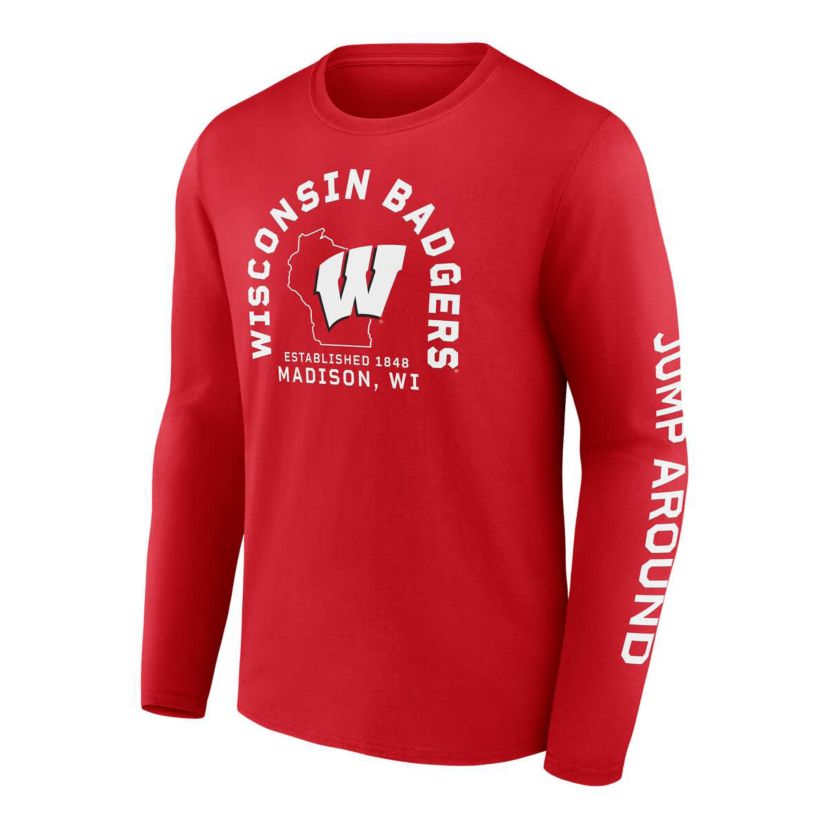 NCAA Fanatics Wisconsin Badgers Fundamentals Cotton Winning Team Long Sleeve T-Shirt