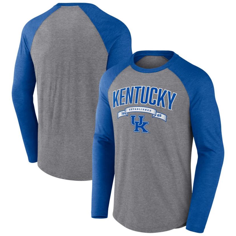 NCAA Fanatics Kentucky Wildcats Banner Year Tri-Blend Raglan Long Sleeve T-Shirt