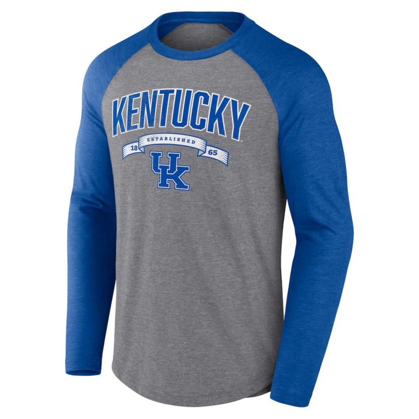 NCAA Fanatics Kentucky Wildcats Banner Year Tri-Blend Raglan Long Sleeve T-Shirt