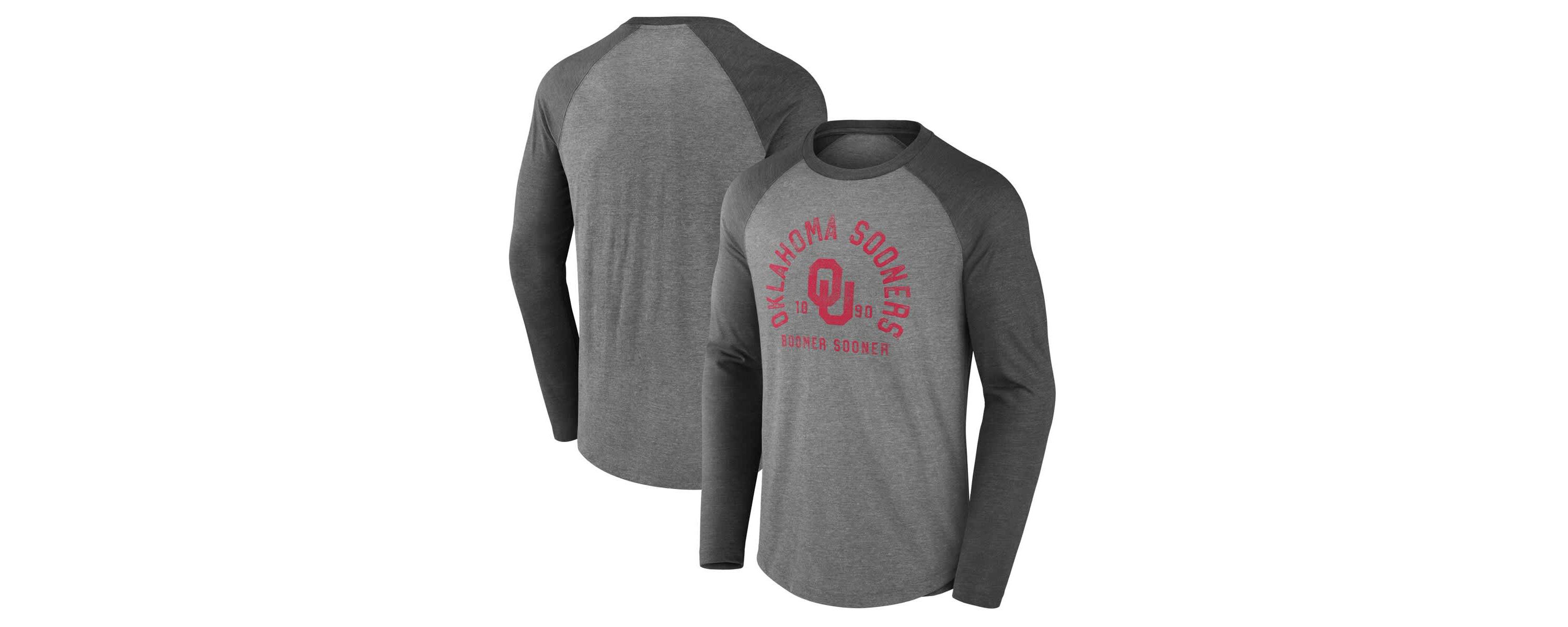NCAA Fanatics Oklahoma Sooners Ball Drop Tri-Blend Raglan Long Sleeve T-Shirt