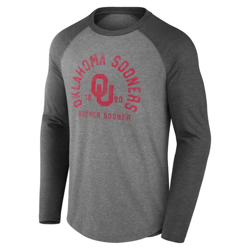 NCAA Fanatics Oklahoma Sooners Ball Drop Tri-Blend Raglan Long Sleeve T-Shirt